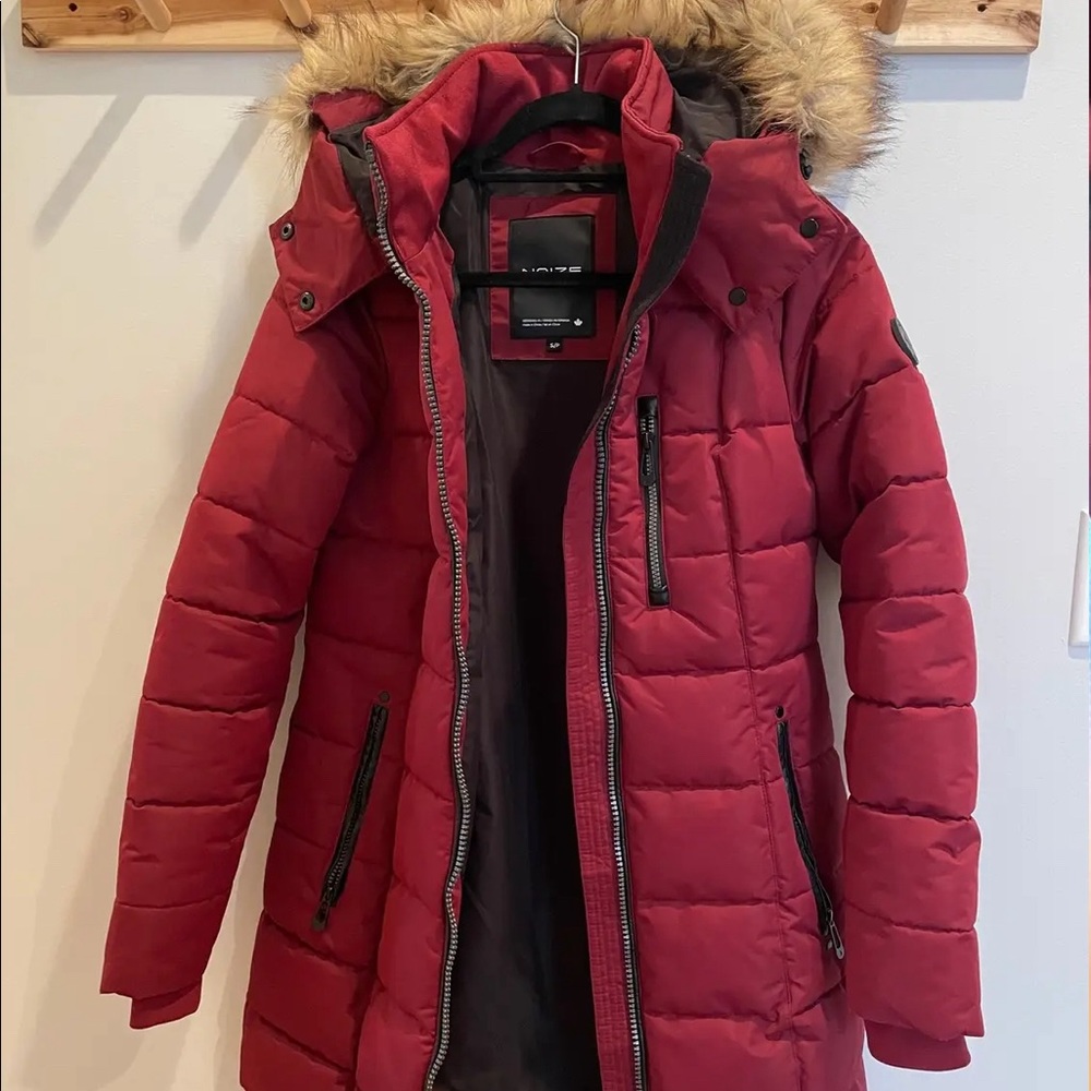 Cranberry Red Women's Vegan Winter Parka (SMALL)
